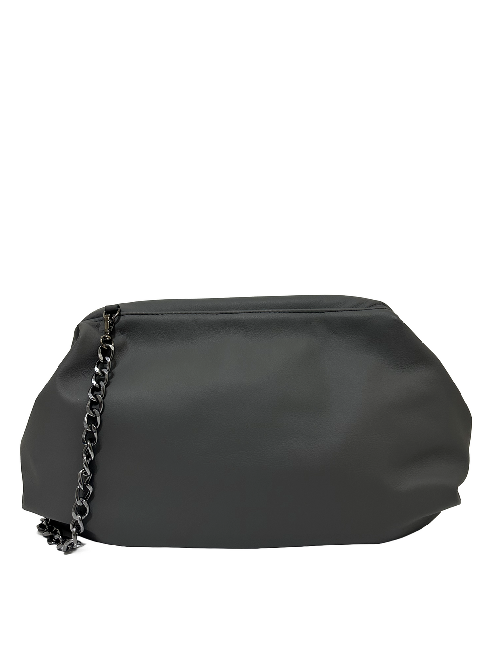 Borsa artigianale a spalla e tracolla in vera pelle e di colore grigio. Modello Bibian di Nany Magenis