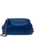 Borsa artigianale a spalla e tracolla in vera pelle e di colore blu. Modello Bibian di Nany Magenis