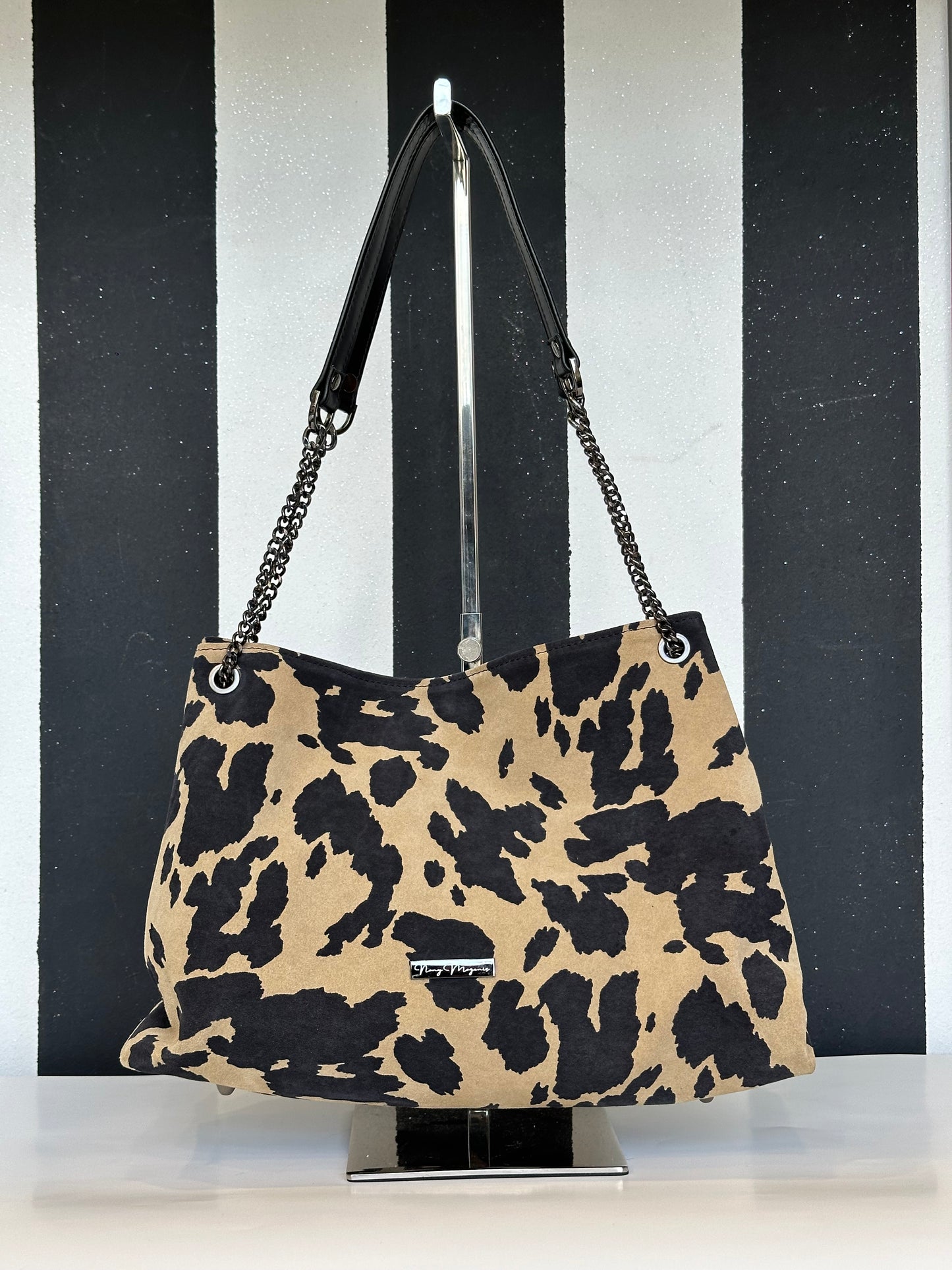 Borsa artigianale a spalla e tracolla in vera pelle con fantasia animalier. Modello Ismi di Nany Magenis