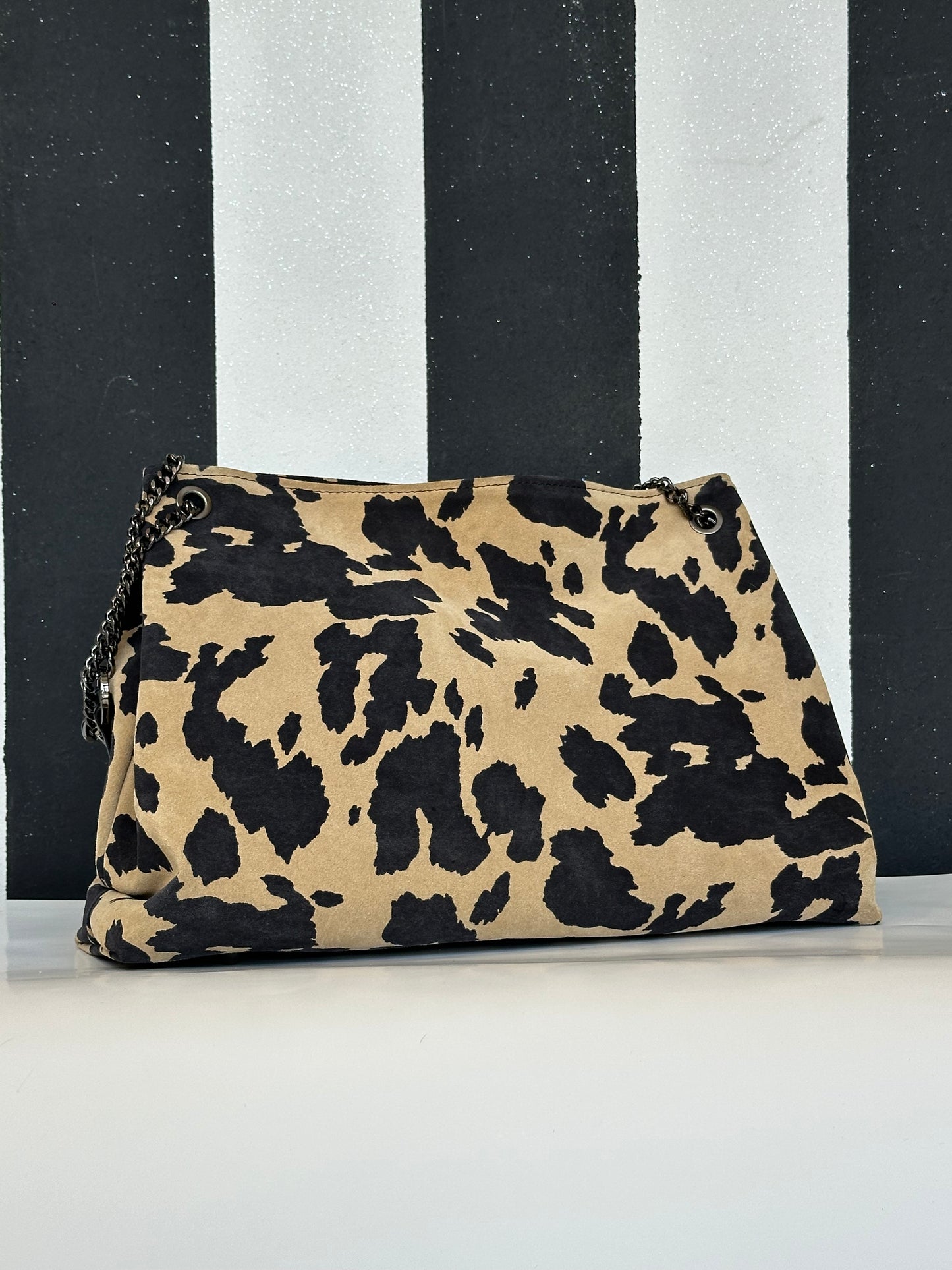 Borsa artigianale a spalla e tracolla in vera pelle con fantasia animalier. Modello Ismi di Nany Magenis