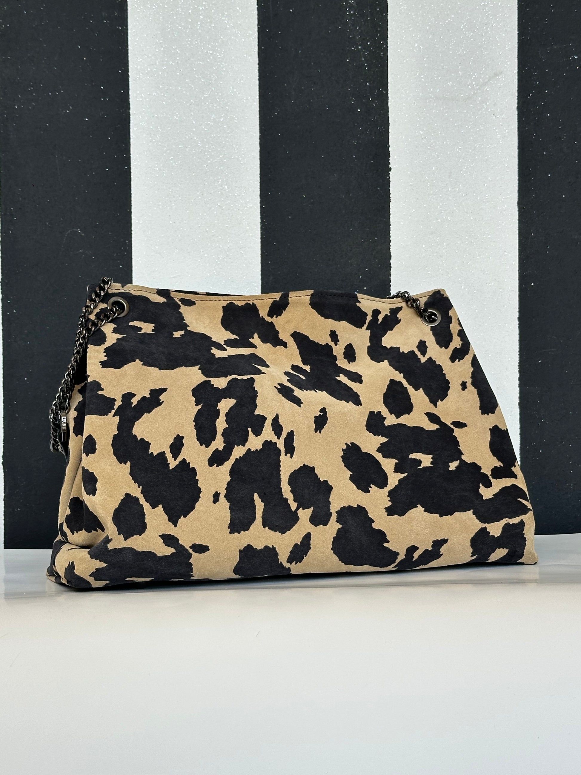 Borsa artigianale a spalla e tracolla in vera pelle con fantasia animalier. Modello Ismi di Nany Magenis