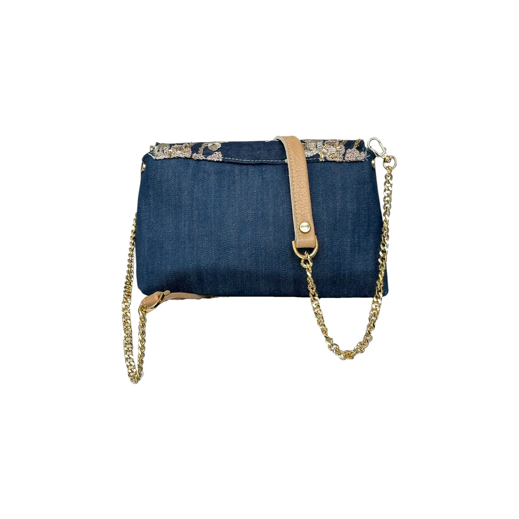 Borsa Artigianale Amada in jeans con catena regolabile di Nany Magenis