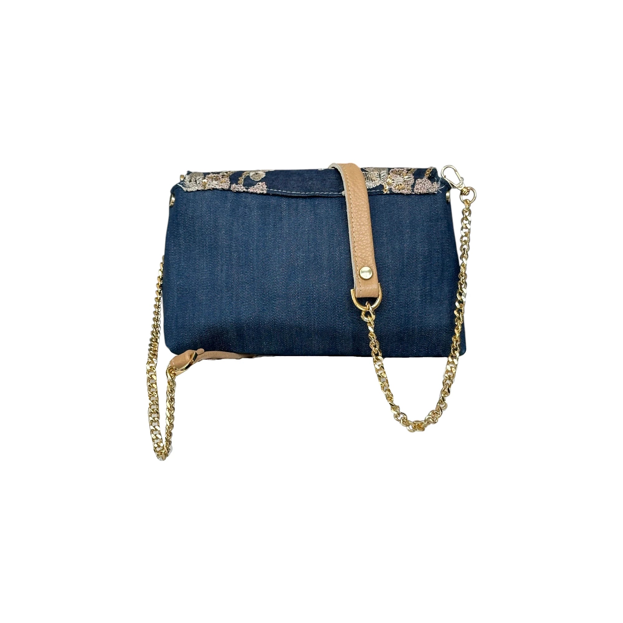 Borsa Artigianale Amada in jeans con catena regolabile di Nany Magenis