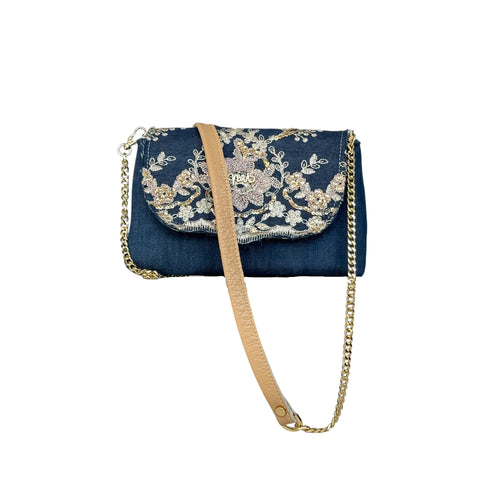 Borsa Artigianale Amada in jeans a tracolla e a spalla di Nany Magenis