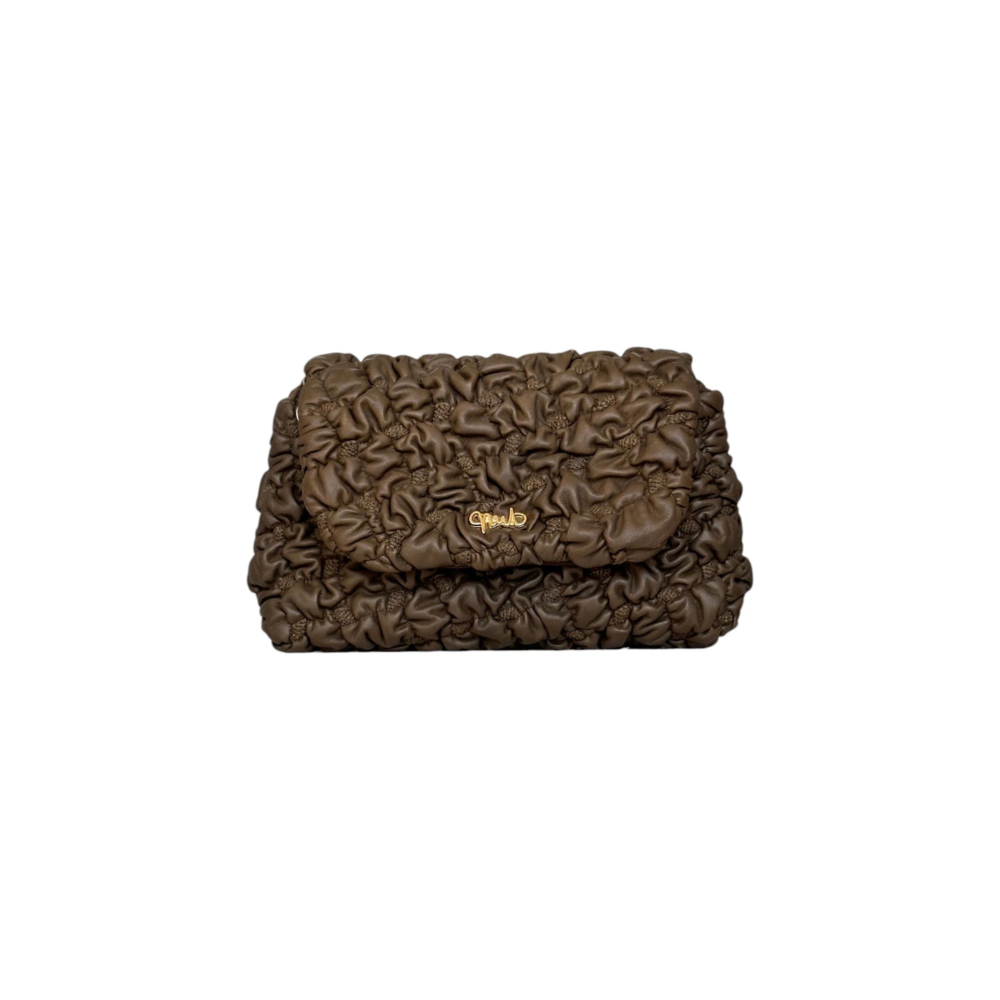 Borsa Artigianale Amada in pelle arricciata color marrone di Nany Magenis