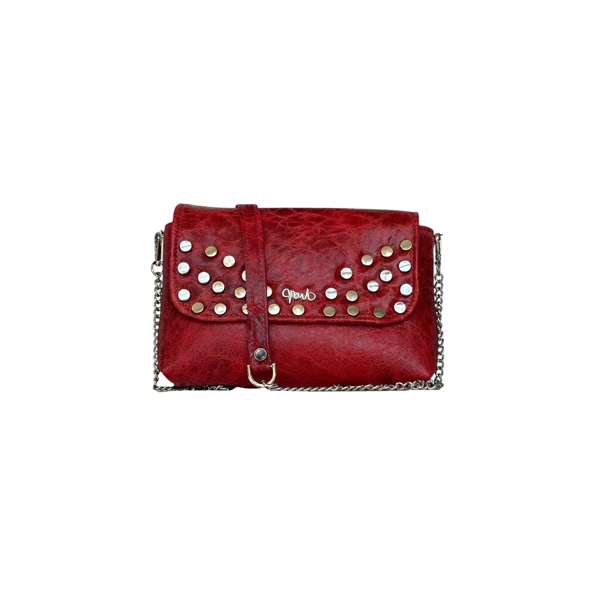 Borsa Artigianale Amada in vera pelle rosso rubino a tracolla e a spalla di Nany Magenis