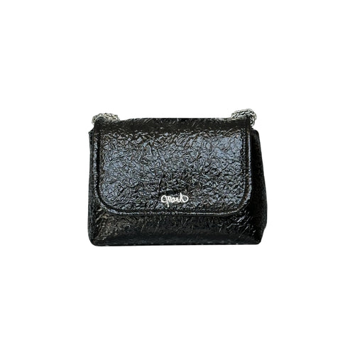 Borsa Artigianale Amada in pelle lucida effetto crackle black di Nany Magenis