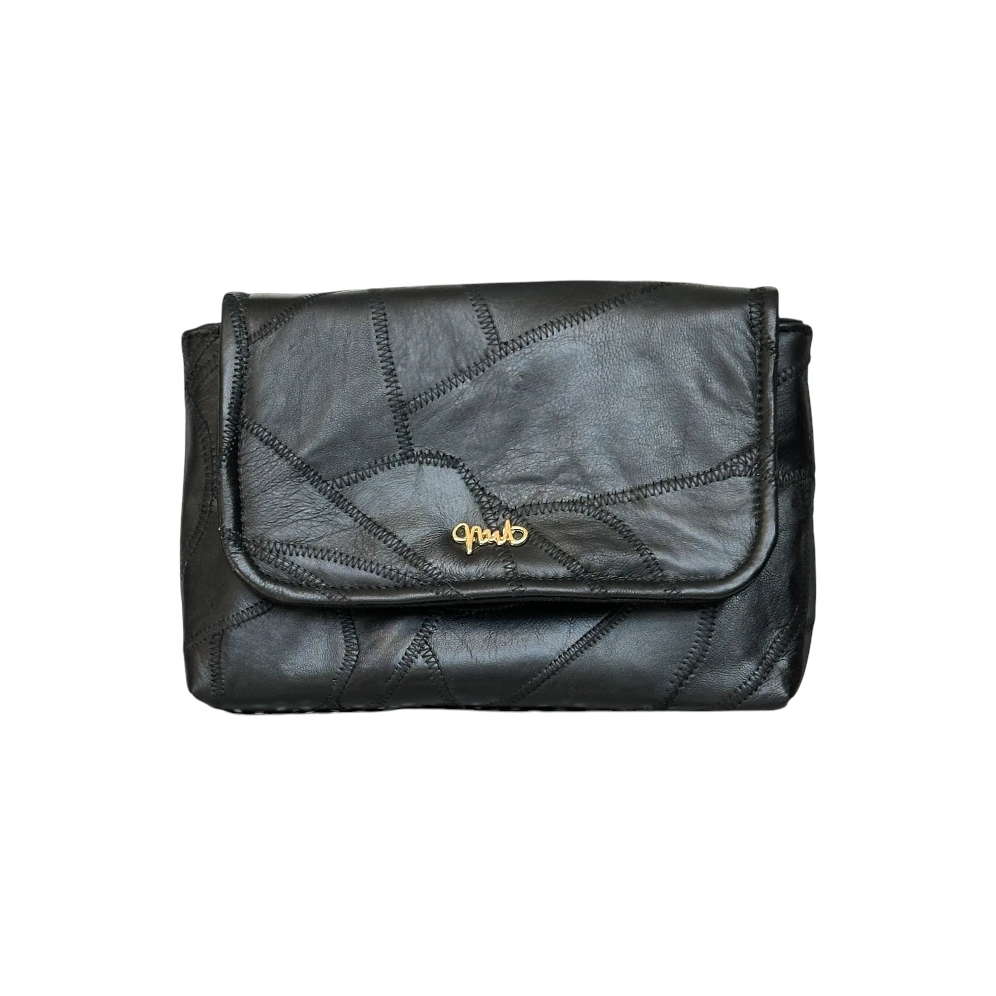 Borsa Artigianale Amada in pelle con motivo Patchwork nero di Nany Magenis