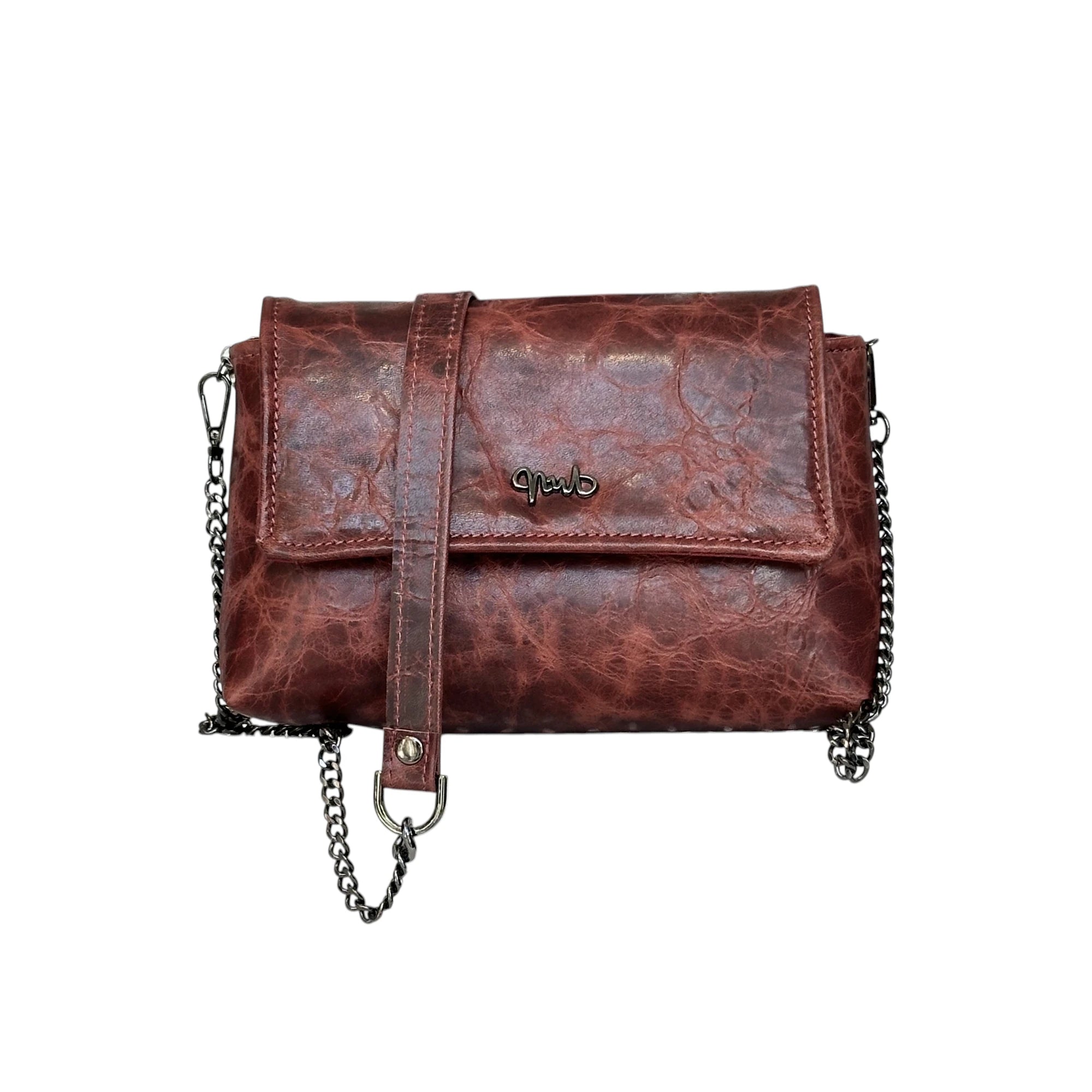 Borsa Artigianale Amada in pelle vintage cuoio a tracolla e a spalla di Nany Magenis