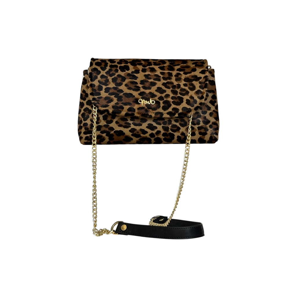 Borsa Artigianale Amada in tessuto animalier leopardato a tracolla e a spalla di Nany Magenis