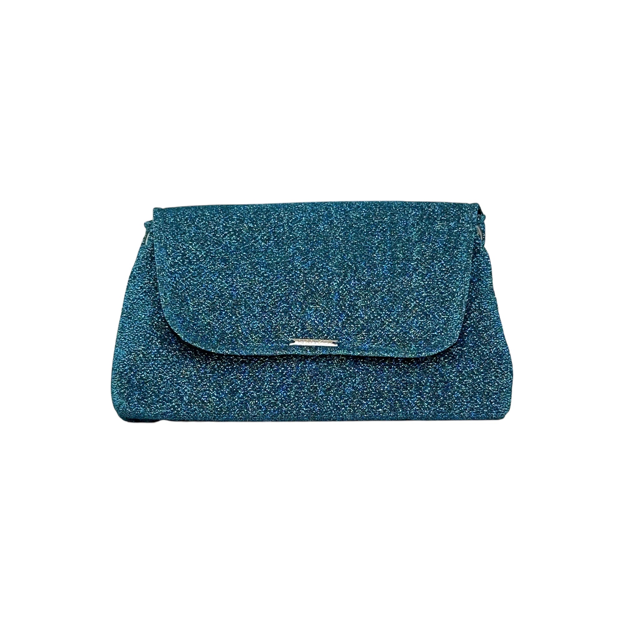 Borsa Artigianale Amada in tessuto glitter blu turchese di Nany Magenis