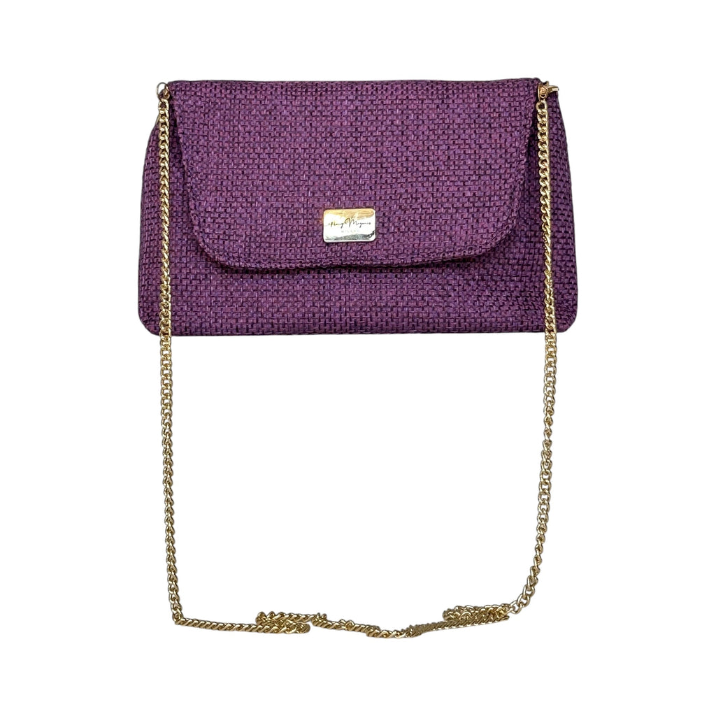 Borsa Artigianale Amada in tessuto glitter viola a tracolla e spalla di Nany Magenis