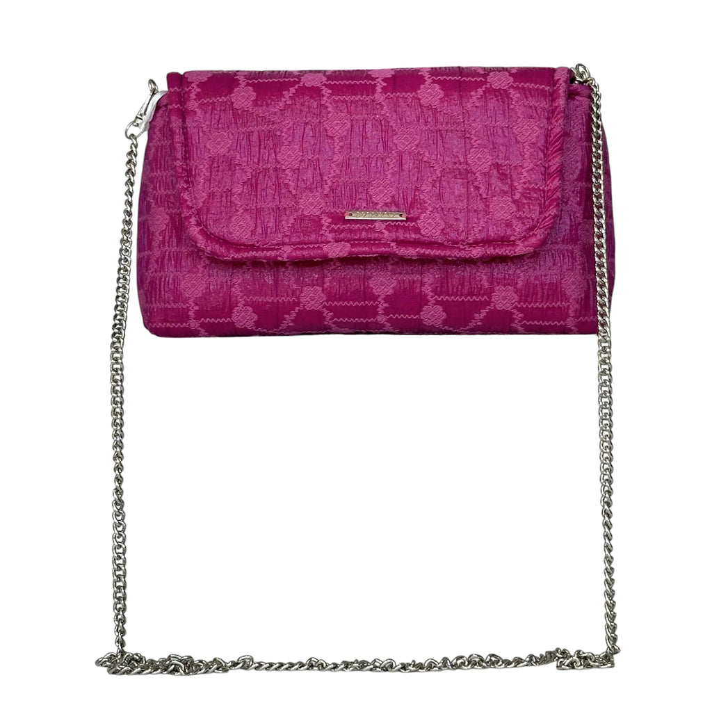 Borsa Artigianale Amada in tessuto jacquard fucsia a tracolla e spalla di Nany Magenis