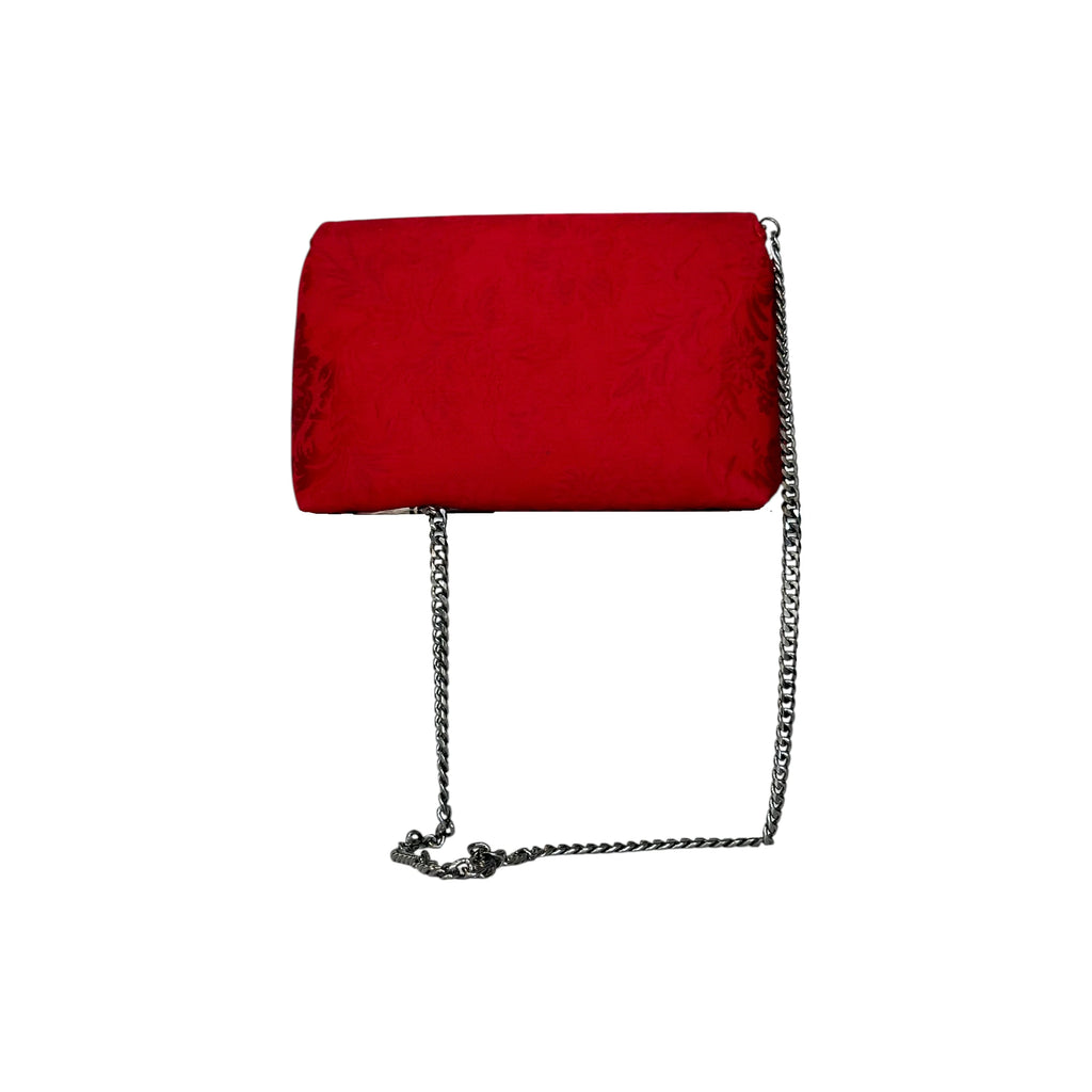 Borsa Artigianale Amada in tessuto Rosso Jacquard Floreale con catena regolabile di Nany Magenis