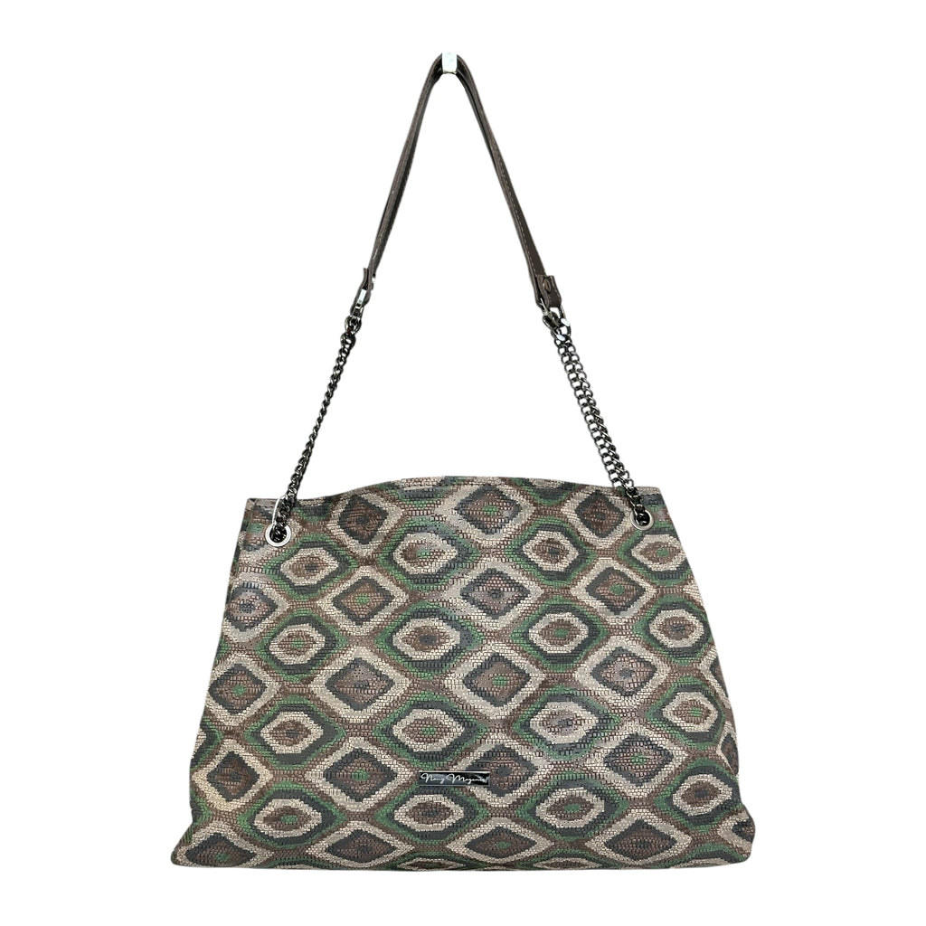 Borsa Artigianale Ismi in tessuto con fantasia rombi vintage a tracolla e spalla di Nany Magenis