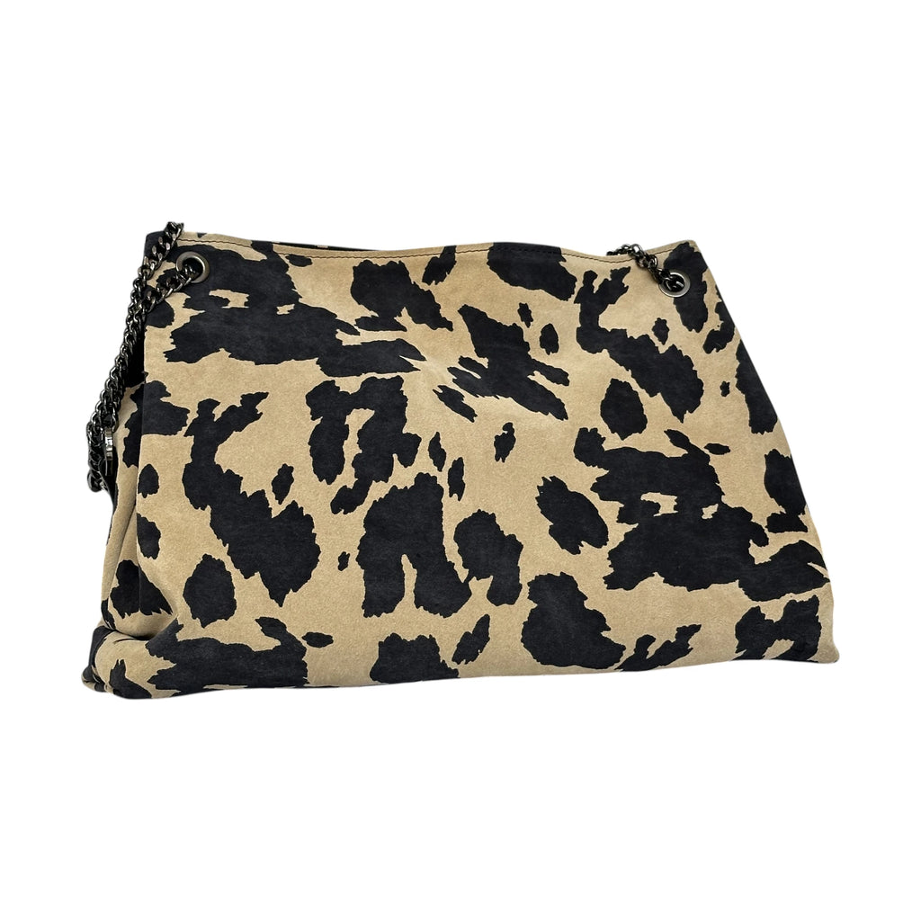Borsa Artigianale Ismi in tessuto animalier nero e beige di Nany Magenis