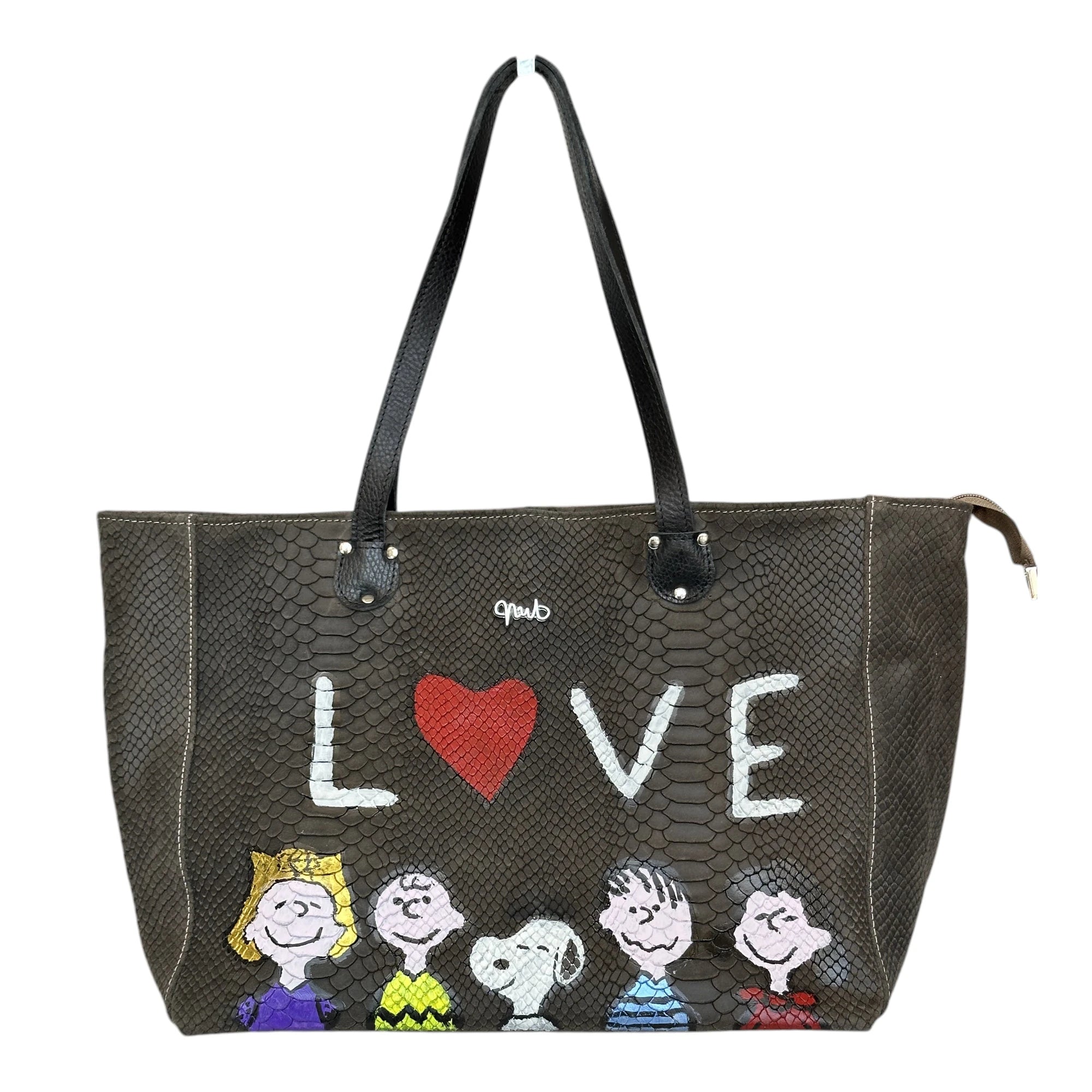 Borsa Artigianale Terry Idol in pelle pitonato con disegno Peanuts Love made by Nany Magenis