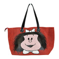 Borsa Artigianale Terry Idol in pelle pitonato rossa rubino con disegno Mafalda made by Nany Magenis