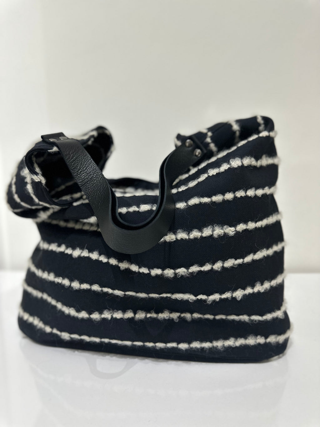 Dettaglio del manico della borsa Sacca