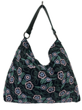 Borsa artigianale a spalla in tessuto con fantasia floreale. Modello Sacca di Nany Magenis