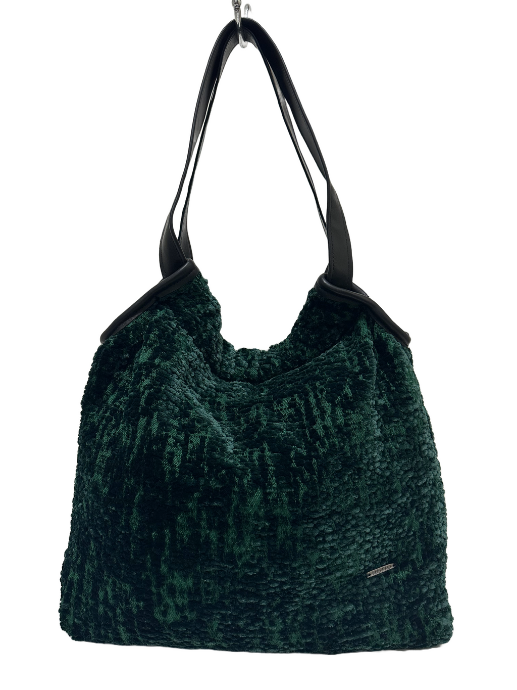 Borsa artigianale a spalla in tessuto con fantasia. Modello Sacca di Nany Magenis
